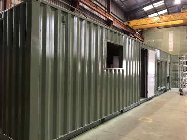 Green 40-foot shipping container